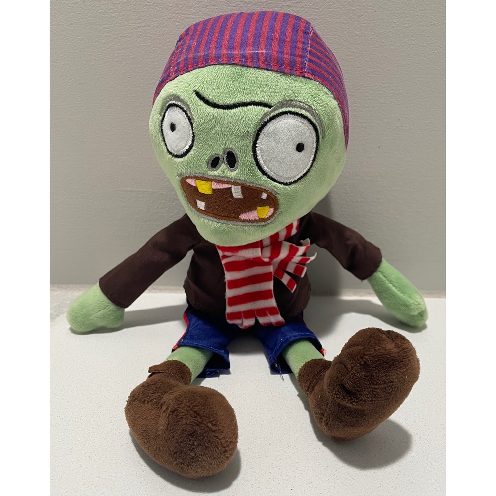 Plants vs Zombies PVZ Pirate Zombie Plush Toy Red Stripe Bandana Scarf Soft Toy